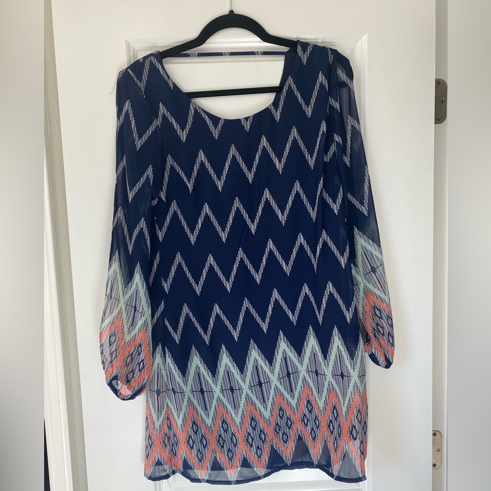 Blue Chevron Dress